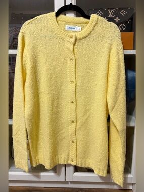 Classic Yellow Button-Front Cardigan Sweater